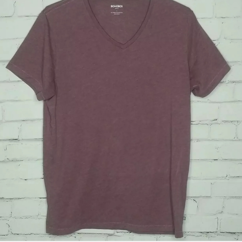 Bonobos Men's Slim Fit Purple/Plum Vneck Short Sleeve Tshirt Size Large - Picture 1 of 7
